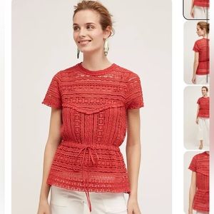 Carolina K Anthropologie Berenice Crew Neck Short Sleeve Blouse size small